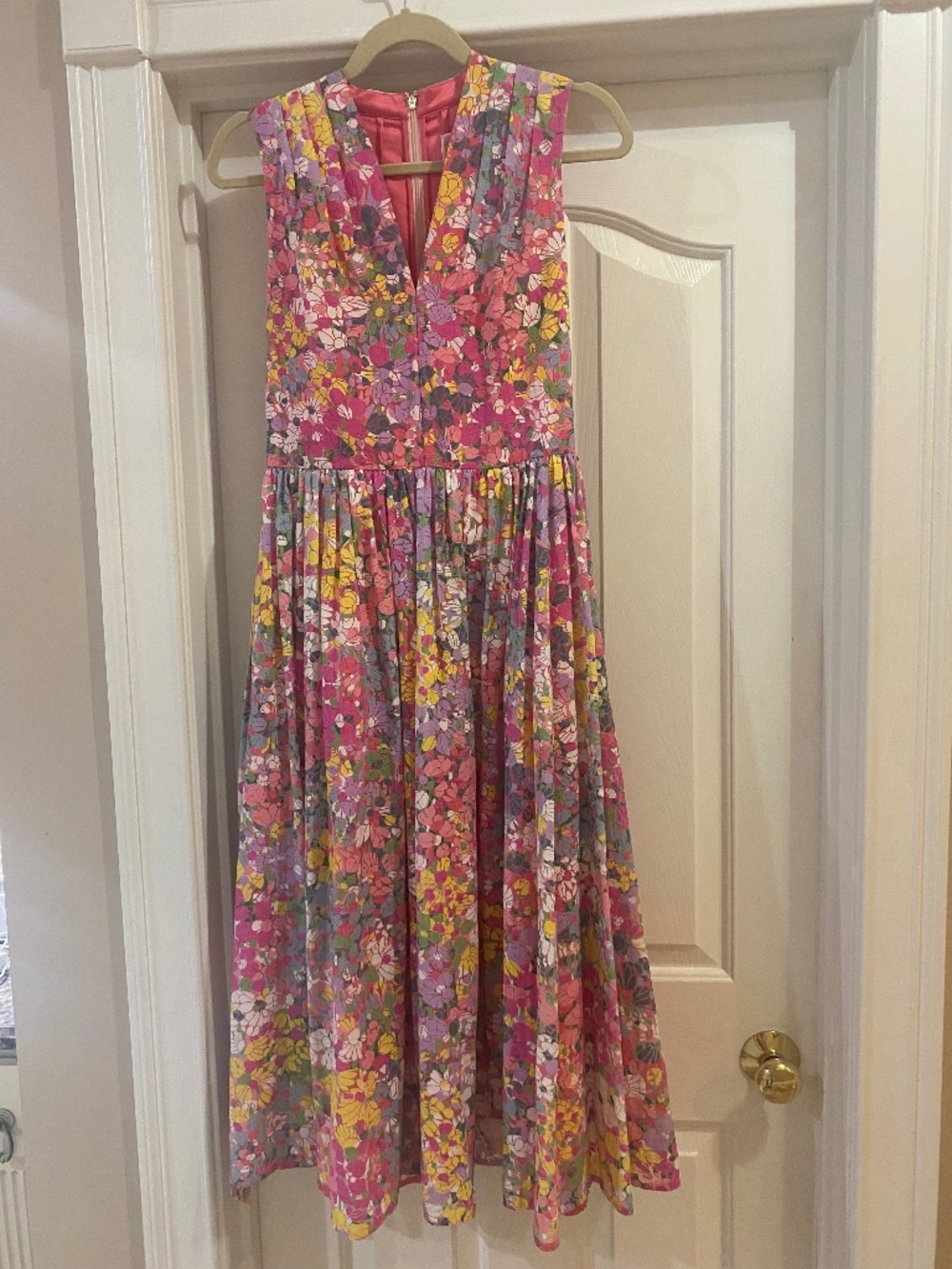 Kate Spade Sleeveless V-Neck Floral Medley Burnout Fit & Flare Midi Dress Sz 8
